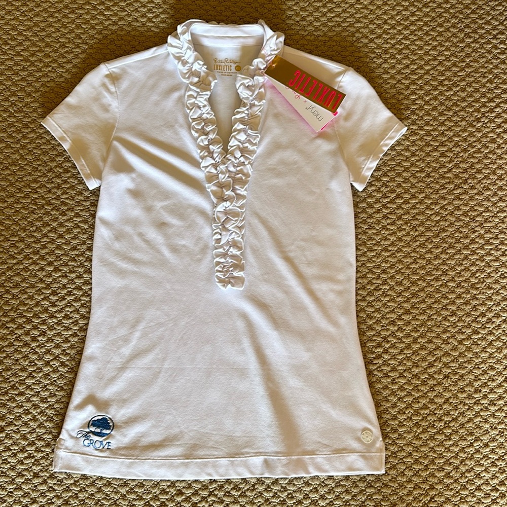 New Lilly P/ Meryl/ Grove golf Luxletic white polo